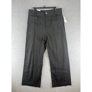 Anthropologie Maeve Colette Linen Edition Black Crop Pants Size 31 Tall